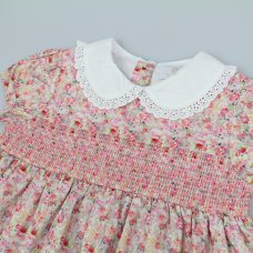 K34220: Baby Girls Lined Dress With Embroidery Detail  (1-2 Years)